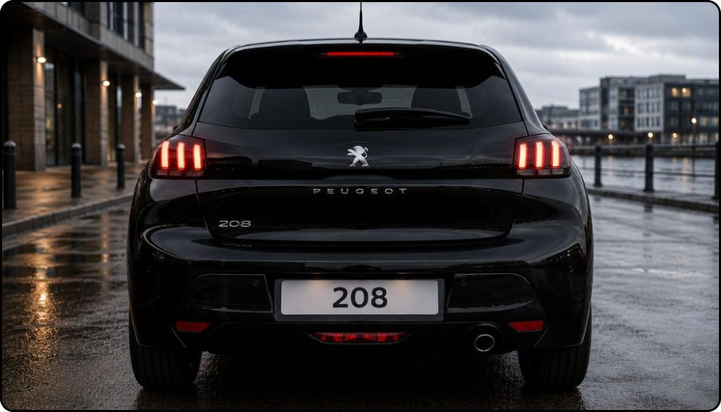 peugeot 208 noire derrière