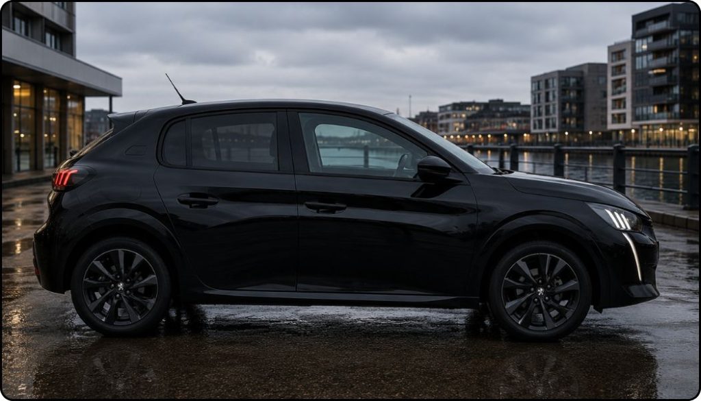 peugeot 208 noire profil